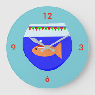 Weihnachts-Party Goldfish-Uhr Große Wanduhr