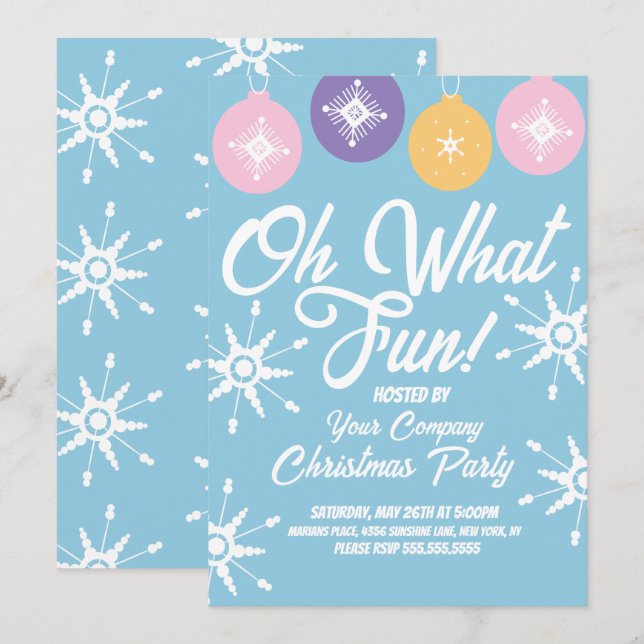 Weihnachts-Party Groovy Ornamente Schneeflocken Einladung (Vorne/Hinten)