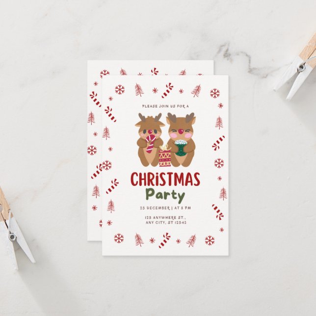 Weihnachts-Party-Grußkarte Karte (Vorderseite/Rückseite Beispiel)