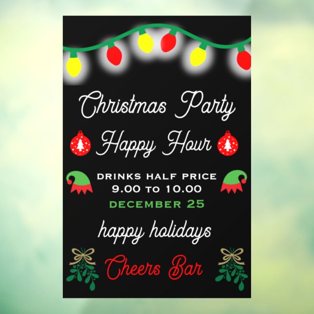 Weihnachts-Party Happy Hour Werbeaktion Fensteraufkleber (Blatt 3)
