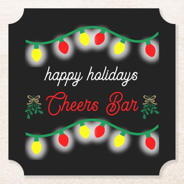 Weihnachts-Party Happy Hour Werbeaktion Untersetzer (Vorderseite)