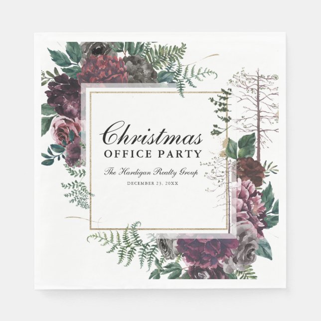 Weihnachts-Party im Unternehmen Rustikales Burgund Serviette (Vorderseite)