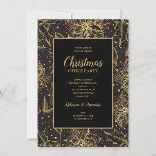 Weihnachts-Party in Gold und Schwarz Einladung