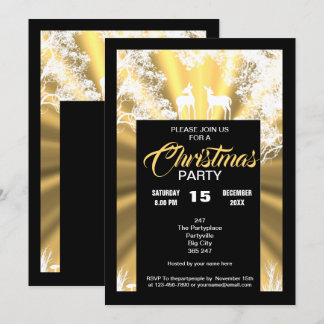 Weihnachts-Party in Gold und Schwarzwald Einladung
