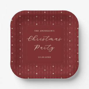 Weihnachts-Party in Rot und Creme Stars Pappteller