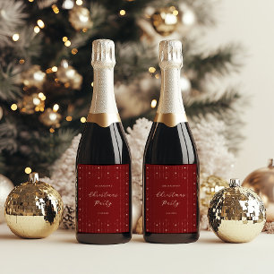 Weihnachts-Party in Rot und Creme Stars Weinetikett