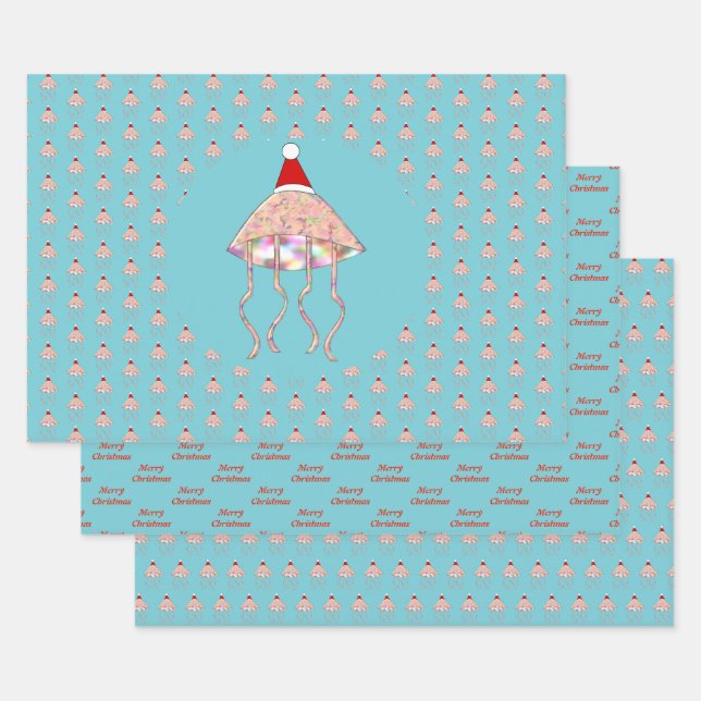 Weihnachts-Party Jellyfish Custom Geschenkpapier Set (Set)
