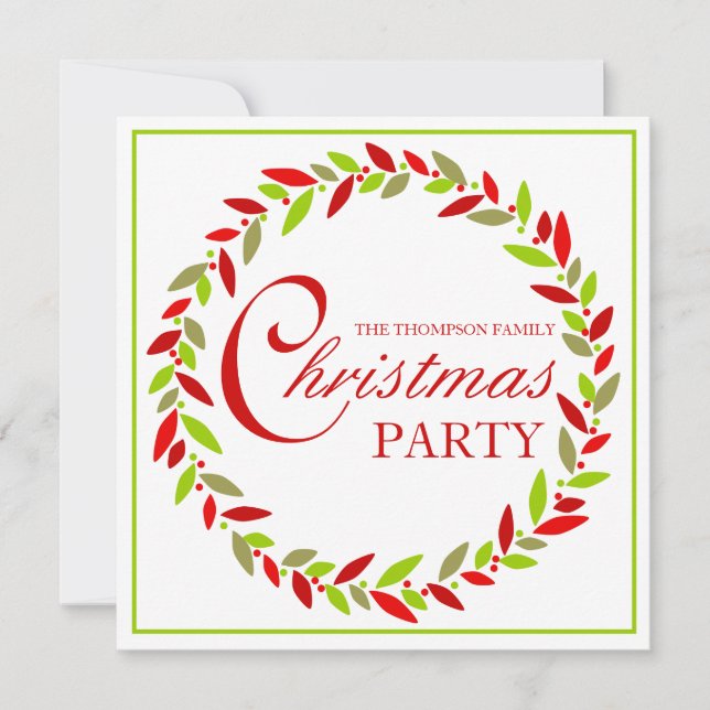 Weihnachts-Party-Kranz-Einladung Einladung (Vorderseite)
