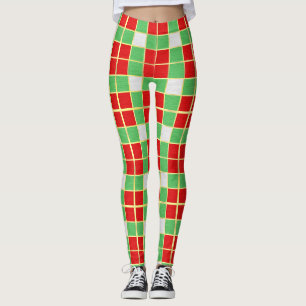 Weihnachts-Party Leggings Rot & Grün Kariert