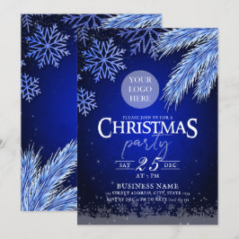 Weihnachts-Party-Logo Blue Winter Elegante Einladung