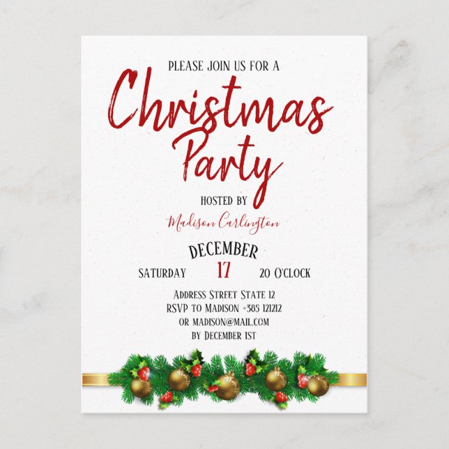 Weihnachts-Party Mistletoe Bells Decorative Postkarte (Vorderseite)