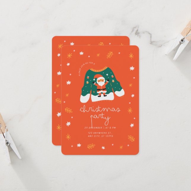 Weihnachts-Party mit Einladung (Vorderseite/Rückseite Beispiel)