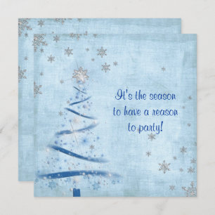 Weihnachts-Party mit Silberschneeflocken Einladung