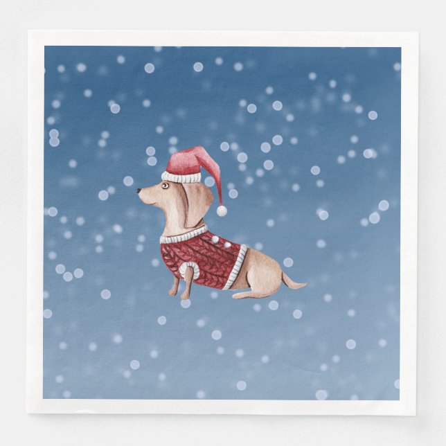 Weihnachts-Party Napkins Dackel Paper Napkins Serviette (Vorderseite)