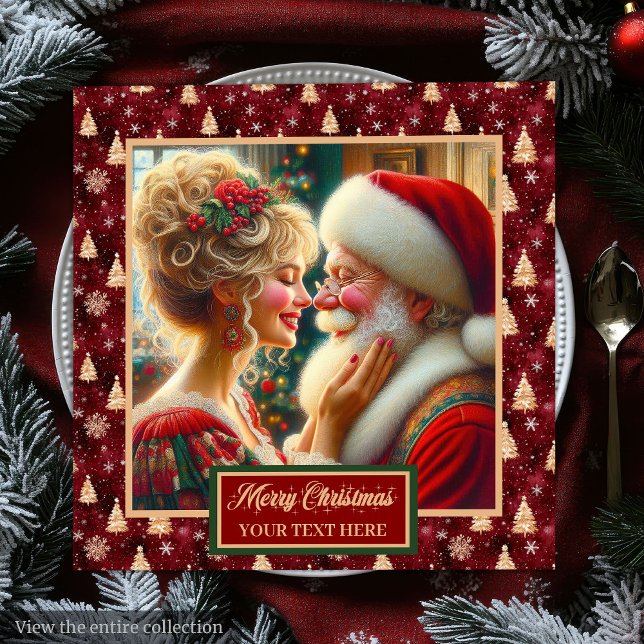 Weihnachts-Party Napkins Red Gold Green Weihnachts Serviette (Christmas Party Napkins Red Gold Green Santa Claus)