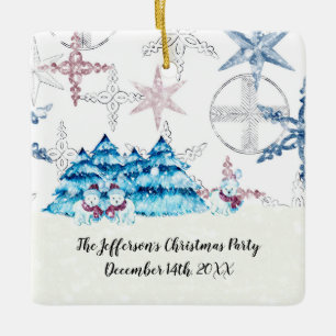 Weihnachts-Party-Ornament mit Snowmen Keramikornament