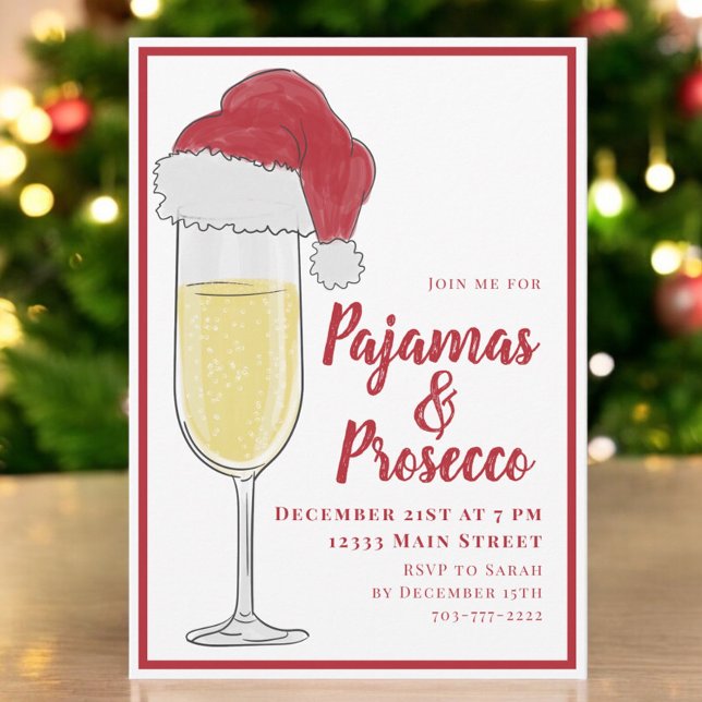 Weihnachts-Party Pajamas und Prosecco Einladung (Von Creator hochgeladen)