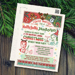 Weihnachts Party Retro 1950er Xmas Spaß des Mittle Feiertagspostkarte<br><div class="desc">Werfen Sie ein cooles Retro-Weihnachtsfest mit diesen super Vintag aussehenden Postkarten-Stil Einladungen! Sie haben ein größtenteils rotes/grünes Farbschema auf einem Vintagen cremefarbenen Hintergrund. Im Text steht: "Du bist zu einem Holly Jolly Jamboree eingeladen!" Die Dame und der Gentleman der 50er Jahre sind in einer Weihnachtsmannmütze- und Rentierflasche gekleidet und halten...</div>