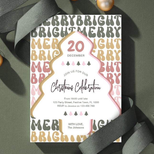 Weihnachts Party Retro Groovy Frische Pasta machen Einladung (Embrace the retro charm with this fun colorful Christmas party invite design)