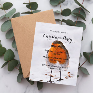 Weihnachts-Party Robin-Vogel-Schnee-Einladung