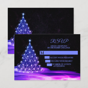 Weihnachts Party Rosa Blau Shiny Tree Winter Schwa RSVP Karte