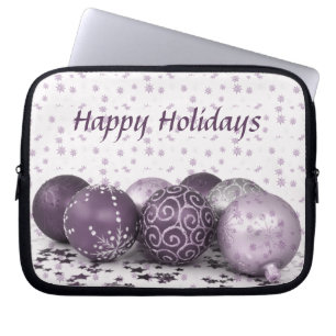 Weihnachts-Party Rosa Lila Ornamente Schneeflocke Laptopschutzhülle