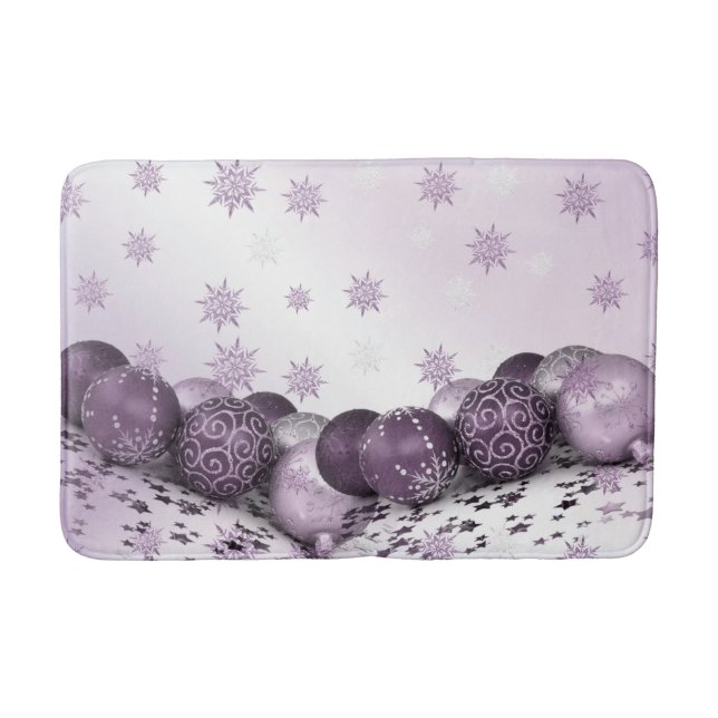Weihnachts-Party Rosa Lila Ornamente Schneeflocken Badematte (Vorderseite)