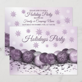 Weihnachts-Party Rosa Lila Ornamente Schneeflocken Einladung