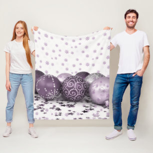Weihnachts-Party Rosa Lila Ornamente Schneeflocken Fleecedecke