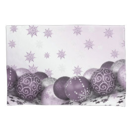 Weihnachts-Party Rosa Lila Ornamente Schneeflocken Kissenbezug