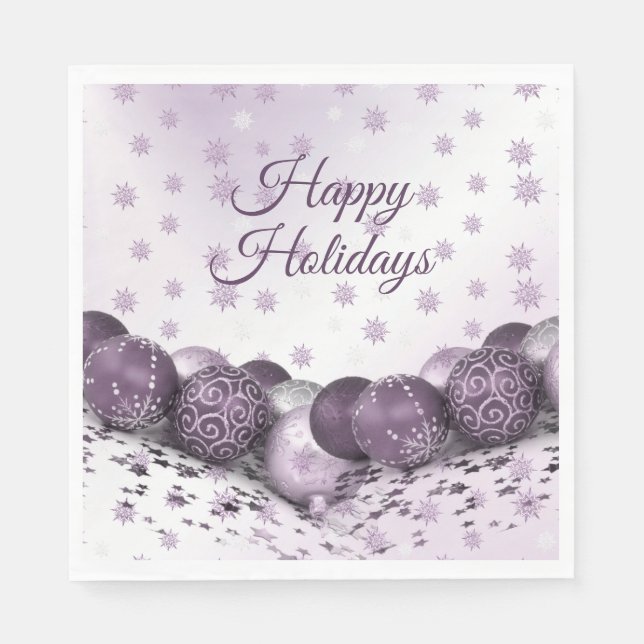 Weihnachts-Party Rosa Lila Ornamente Schneeflocken Serviette (Vorderseite)
