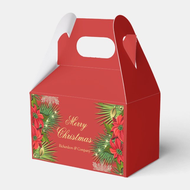 Weihnachts-Party - Rot und Gold - Gefälligkeitsbox Geschenkschachtel (Rückseite)