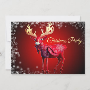 Weihnachts-Party Rote Rentiere Winterurlaub Einladung