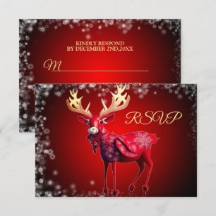 Weihnachts-Party Rote Rentiere Winterurlaub RSVP Karte