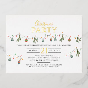 Weihnachts-Party Rustikales Gold Folien Feiertagspostkarte