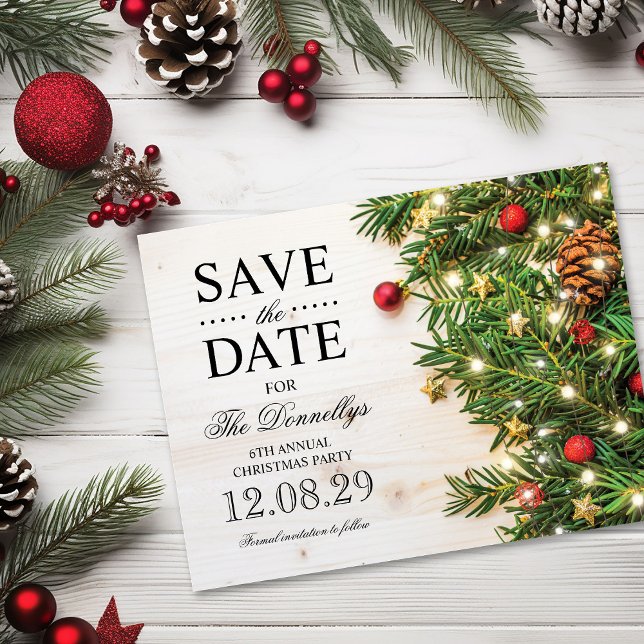 Weihnachts-Party Save the Date Ankündigungspostkarte (Von Creator hochgeladen)