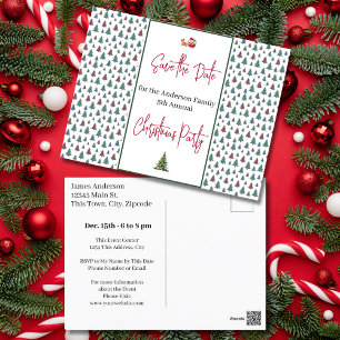 Weihnachts-Party Save the Date Bäume Postkarte