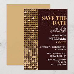Weihnachts-Party Save the Date Gold Einladung