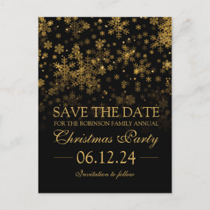 Weihnachts-Party Save the Date Goldsparkle Ankündigungspostkarte