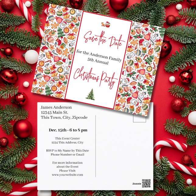 Weihnachts-Party Save the Date Weihnachten Postkarte (Family Christmas Party Save the Date Xmas Holiday Postcard)
