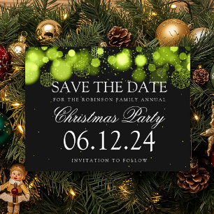 Weihnachts-Party Save the Date Winter Wonder Green Ankündigungspostkarte