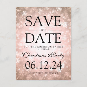 Weihnachts-Party Save the Date Winterkupfer Ankündigungspostkarte
