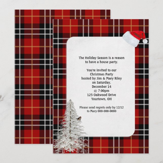Weihnachts-Party Schottischer Tartan kariertes Des Einladung (Vorne/Hinten)
