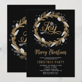 Weihnachts Party schwarz & gold Freude Einladung