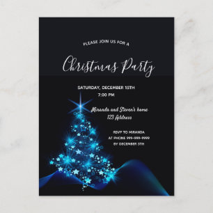 Weihnachts Party Schwarz Moderne Baumeinladung Postkarte