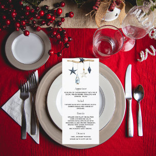 Weihnachts-Party Schwarz-weißes blaues Menü Menükarte
