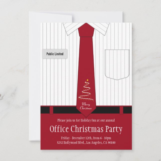Weihnachts-Party-Shirt und Krawatte Einladung (Vorderseite)