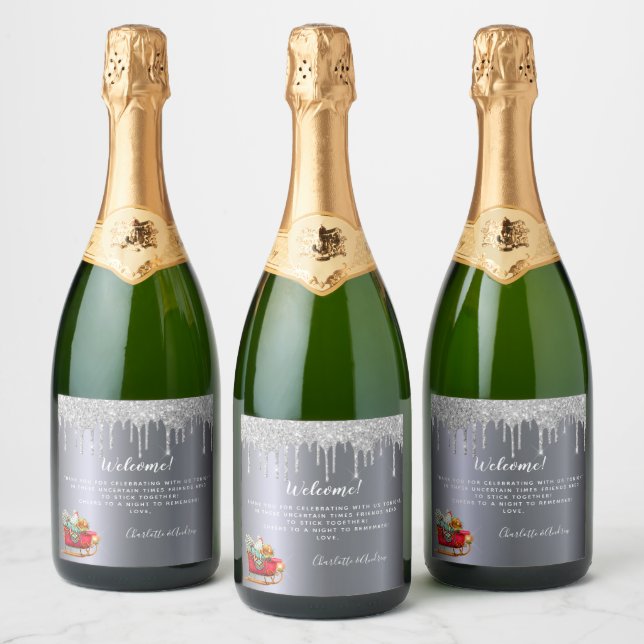 Weihnachts-Party Silber Glitzer Roter Schlitten Em (Flaschen)
