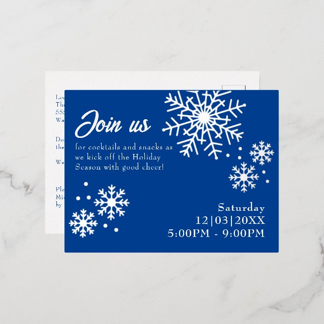 Weihnachts-Party Silver Foil Snowflake Postkarte (Vorderseite/Rückseite)