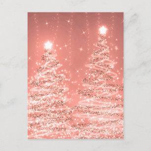 Weihnachts-Party Sparkling Bäume Rose Gold  Postkarte